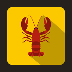 Crayfish icon in flat style on a yellow background