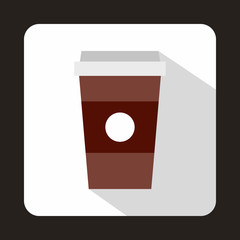 Paper cup of coffee icon in flat style on a white background