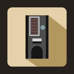 Coffee vending machine icon in flat style on a beige background