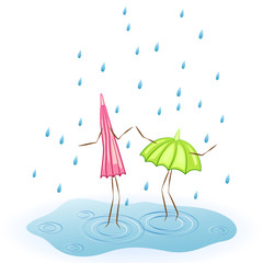 umbrella dancing in the rain - obrazy, fototapety, plakaty