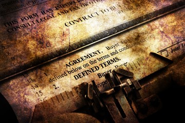 Agreement form on typewriter