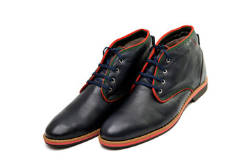 blue leather men's shoes