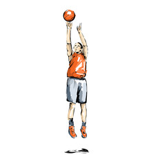 illustrazione di basket, uomo che pratica sport 
