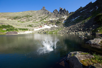 Fototapeta na wymiar Tale lake in the mountains of the Western Sayan