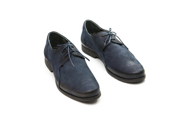 blue leather men's shoes