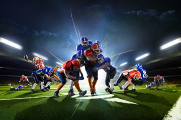 Fototapeta premium Collage from american football players in the action grand arena
