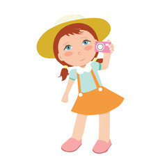 a happy girl taking photos
