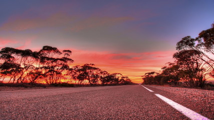 Straight road through Australian outback