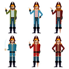 Set of flat pirate icons