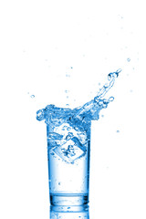 Glass of water on white background