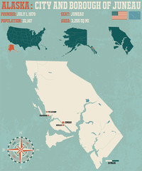 Large and detailed infographic of the City and Borough of Juneau in Alaska
