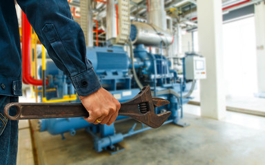 mechanic wrench industrial background.