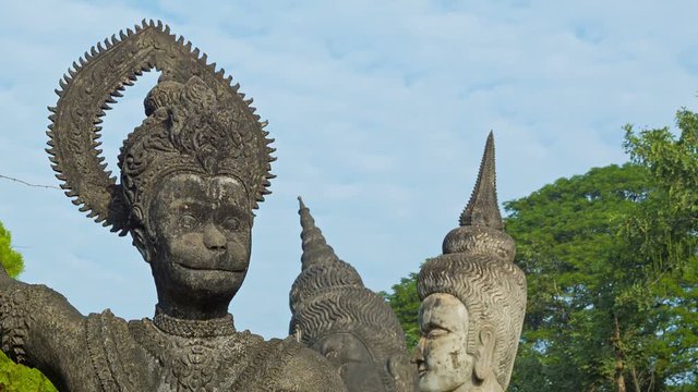 Video 1920x1080 - Monkey god in Sculpture Buddha Park (Xieng Khuan). Laos, Vientiane