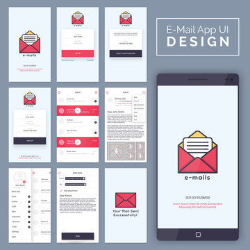 E-Mail Mobile App UI, UX And GUI Template Layout.