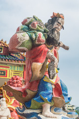 The colorful statue at Kwun Yam temple in Repulse Bay, Hong Kong.