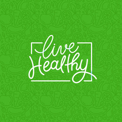Vector logo design template with hand-lettering text - live heal