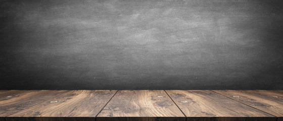 wooden table / blackboard