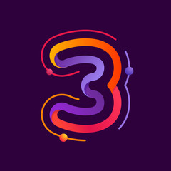 Number three logo with atoms orbits.