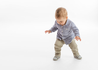 First steps of a baby boy