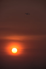 Flying with beautiful sunset