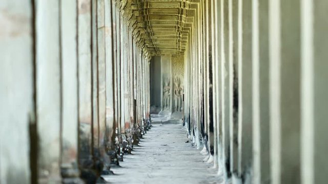 Video 1920x1080 - Columns of ancient Cambodian temple Angkor Wat