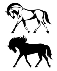 running horse side view outline and silhouette
