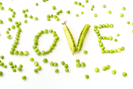 Love Writing With Pea Isolated on White