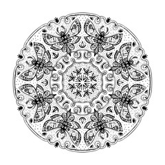 Night Moths Black And White Mandala
