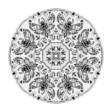 recommend clip art: Night Moths Black And White Mandala