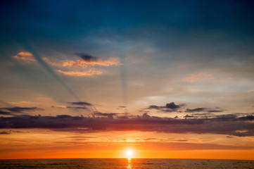 Majestic sunset over sea