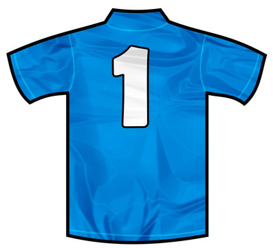 Number 1 one Blue sport shirt as a soccer,hockey,basket,rugby, baseball, volley or football team t-shirt. Like Italy or France national team
