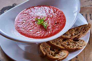 Tomato gazpacho soup with tomatos