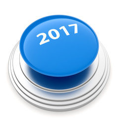 2017 New Year blue button isolated