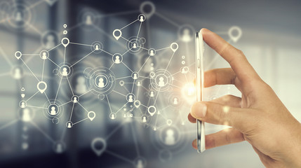 Devices connecting people . Mixed media