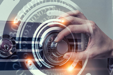 Obraz premium Woman open safe . Mixed media