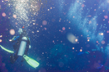 Fototapeta premium Scuba Diving trainning on a Coral Reef