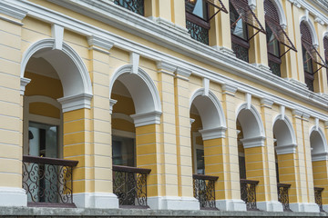 Beautiful yellow European styled balcony