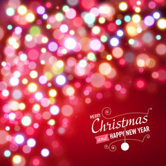 Merry Christmas and HappyNewYear card with lights.