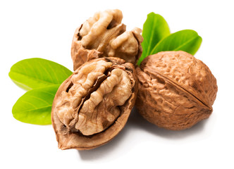 cracking walnuts on white