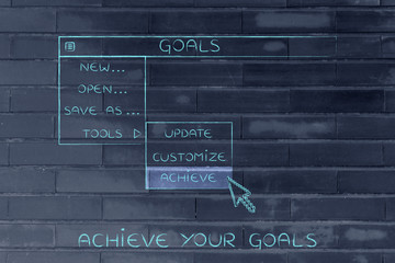 Obraz premium goals dropdown menu, pointer selecting the Activate option