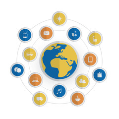 Digital Green Eco Friendly World - Abstract Design Concept with Icons - Background or Cover Template Illustration in Editable Vector Format