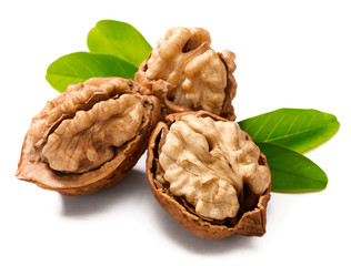 cracking walnuts on white