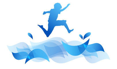 bambino, saltare, cromoterapia, gioco, giocare