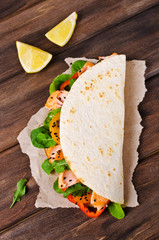 Flat bread with salmon