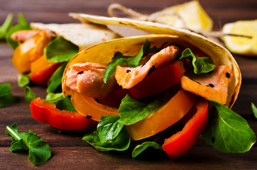 Flat bread with salmon