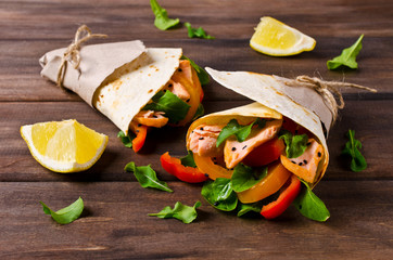 Flat bread with salmon