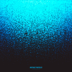 Abstract bright blue shimmer glowing round fall particles vector background. Star dust effect. Falling scatter shine tinsel light explosion. Celebration, holidays and party illustration