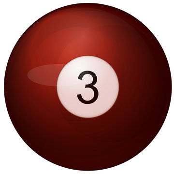 red billiard ball number three
