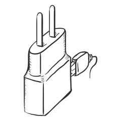 Obraz premium Vector Single Sketch Charger for Mobile Phones
