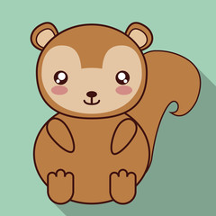 Cute animal design represented by kawaii squirrel icon. Colorfull and flat illustration. 